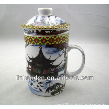 Haonai taza de té de cerámica china tradicional con filtro y tapa